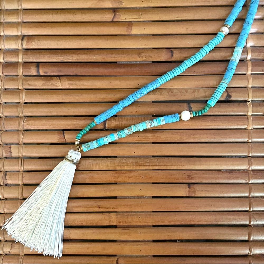 Anthropologie Serefina Blue Beaded Necklace
